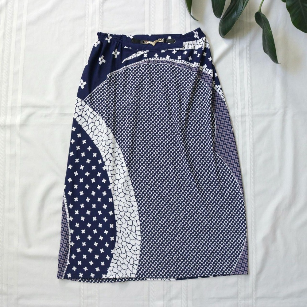 Blue patchwork patterned skirt - image 1